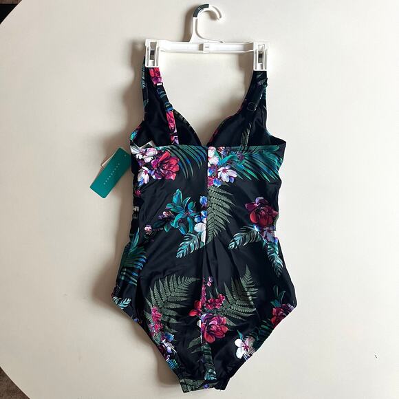 AQUA GREEN NWT One Piece Swimsuit, Floral Medium - Picture 6 of 12